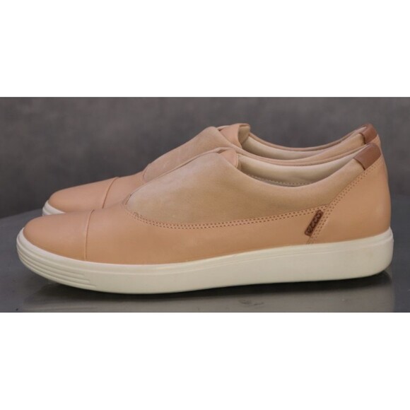ECCO Soft 7 Women's Slip On Sneakers Shoes Size EU 40 US 9 Leather Powder Tan - Picture 2 of 10